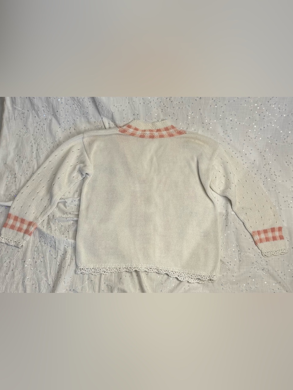 Vintage Rebecca Stone Hand Knit Floral Cardigan Cottagecore Grandmacore Medium - Picture 5 of 5